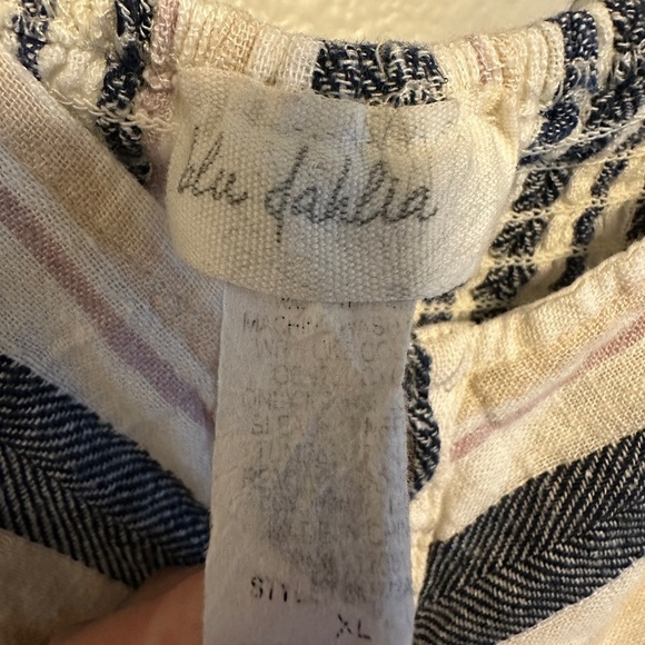 Vintage Blu Dahlia Women's Midi Dress Size XL White Blue Striped Cottagecore - Picture 3 of 5